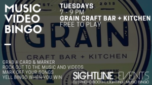 Grain Craft Bar + Kitchen Music Video Bingo